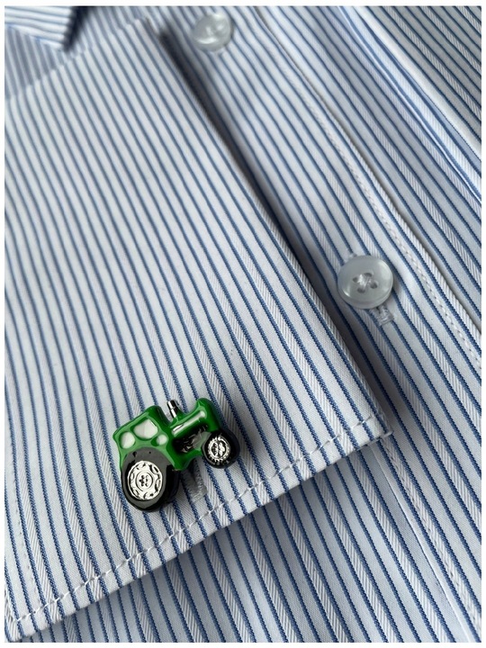 Spinki do mankietów EXC Traktor John Deere Green dla rolnika + prezent etui