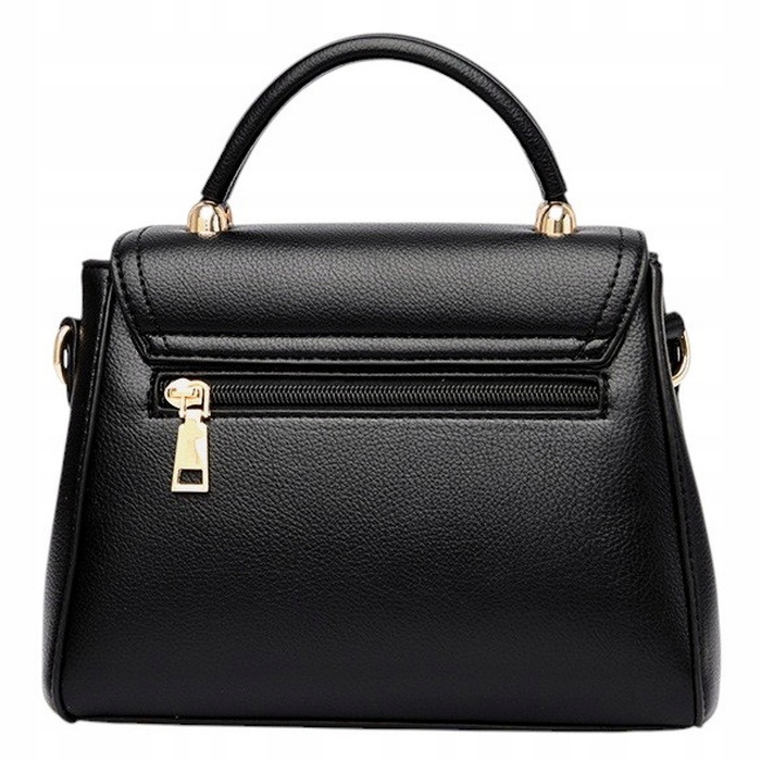 Torebka Damska na Ramię CZARNA Elegancka Pojemna Wizytowa Kuferek