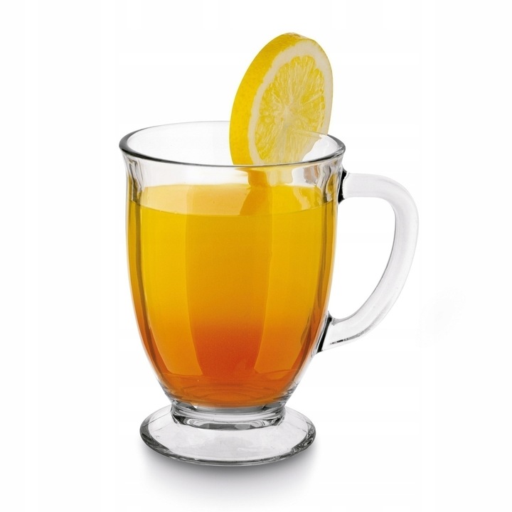 Zestaw kubków 6x DUŻY KUBEK SZKLANY do herbaty 450ml Z UCHEM do zmywarki