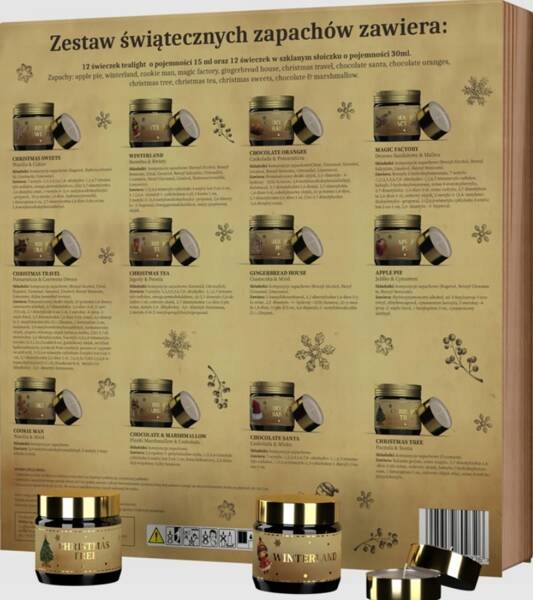 HISKIN Merry Ch. kalendarz adwentowy świece 12x15ml, 12x30ml Bajkowa Księga