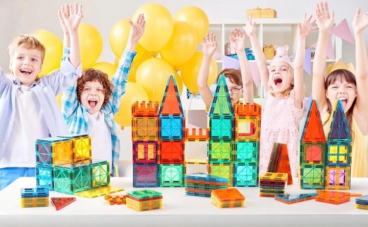 100 X KLOCKI MAGNETYCZNE DUŻE 3D MAGNETIC TILES KONSTRUKCYJNE ZESTAW DZIECI
