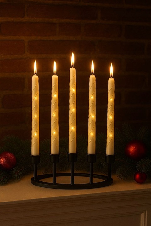 Świece stożkowe LED bezpłomieniowe stożkowe 27 cm na baterie 6 sztuk