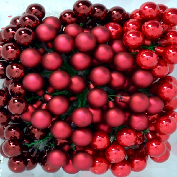 Bombki szklane drucik czerwień świąteczna 2cm/ 144