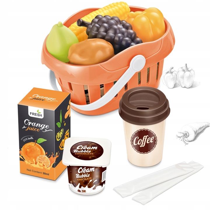 DUŻA KASA FISKALNA Sklepowa DLA DZIECI KALKULATOR Skaner KOSZYK MATADI AKC