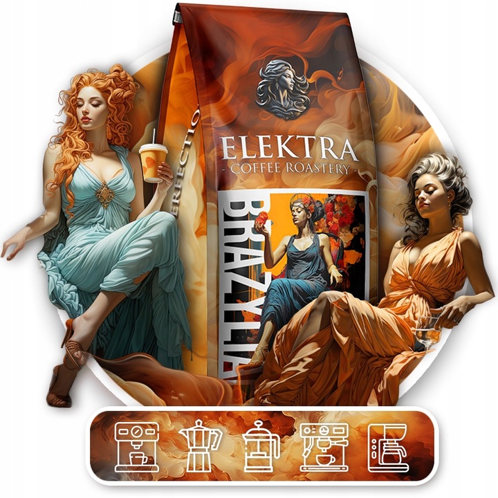 Kawa Ziarnista BRAZYLIA- CREMA - ŚWIEŻO PALONA 2x1kg -PALARNIA KAWY ELEKTRA