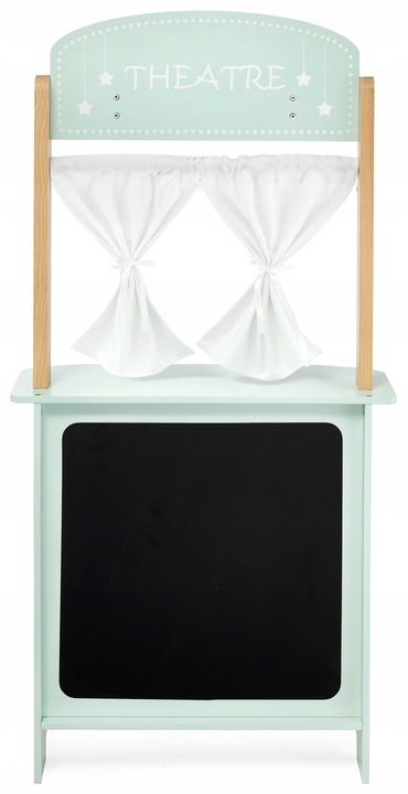 Duży drewniany sklep stragan teatr waga terminal płatniczy warzywa i owoce