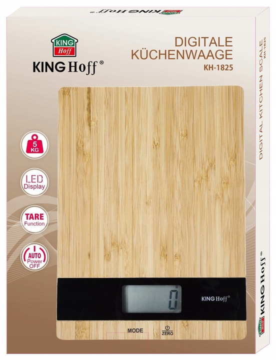 Bambusowa Elektroniczna waga kuchenna PRECYZYJNA 1g / 5kg cyfrowa KING Hoff