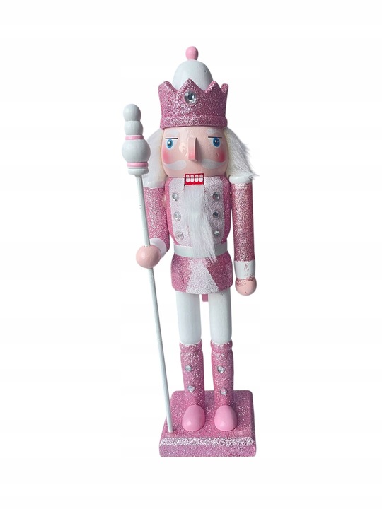Figurka Świąteczna Dziadek do Orzechów 30CM biało-różowy Nutcracker