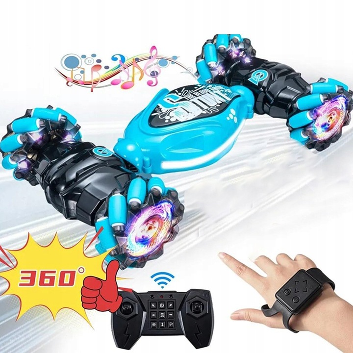 AUTO KASKADERSKIE SAMOCHÓD STEROWANY RĘKĄ GESTAMI +PILOT - AUTO 4X4 LED