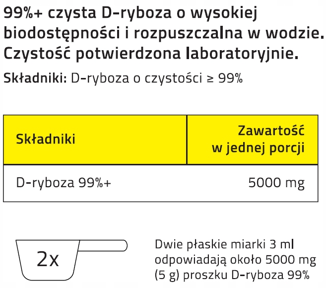 PROTON LABS D-RYBOZA stand. 99%+ PURE 200g Proszek Słodzik KETO ENERGIA ATP