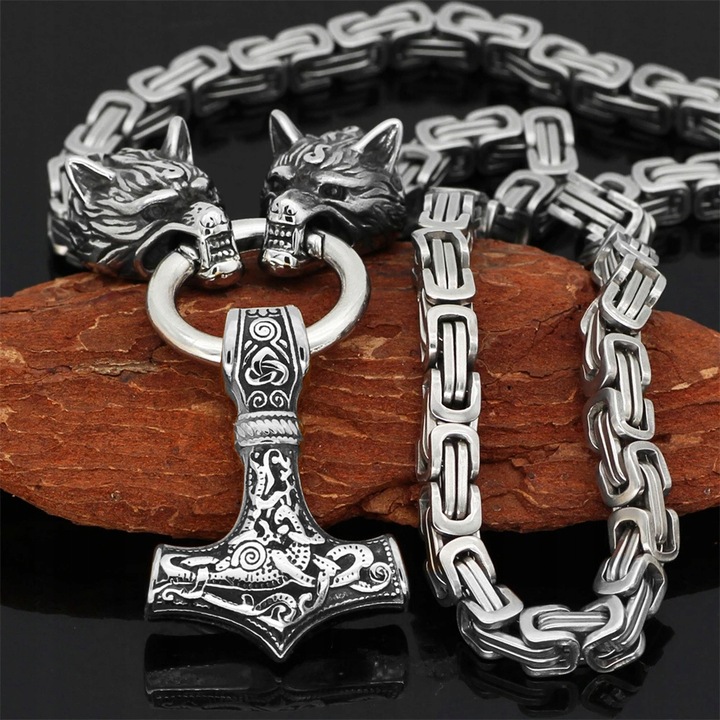 NASZYJNIK MĘSKI THOR MŁOT WIKINGÓW WIEDŹMIN SZKOŁA WILKA STAL CHIRURGICZNA