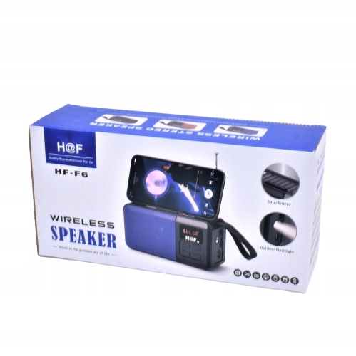 GŁOŚNIK BLUETOOTH BEZPRZEWODOWY SOLAR USB RADIO