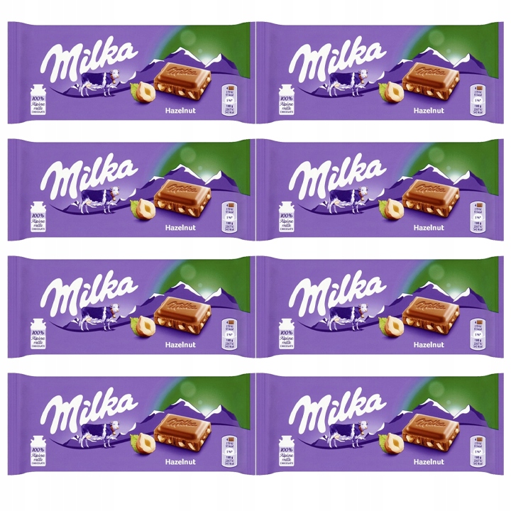 MILKA Czekolada HAZELNUTS ORZECHOWA 8x100g