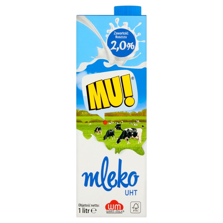 Mleko UHT Wart-Milk MU! 2% 1l x12