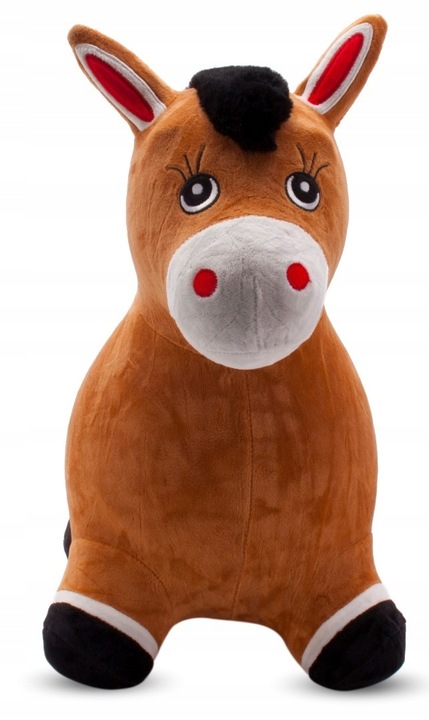 Skoczek pluszowy dla dzieci do skakania Konik brązowy z pompką