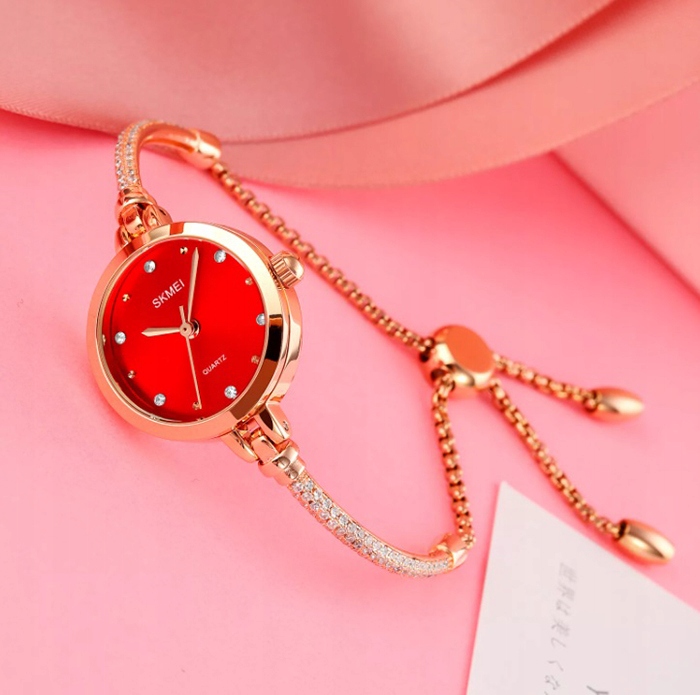 Zegarek damski SKMEI bransoleta elegancki złoty łańcuszek