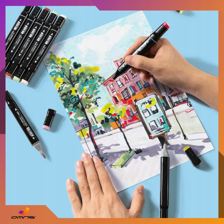 Markery alkoholowe flamastry mazaki pisaki dwustronne touch podstawka 168