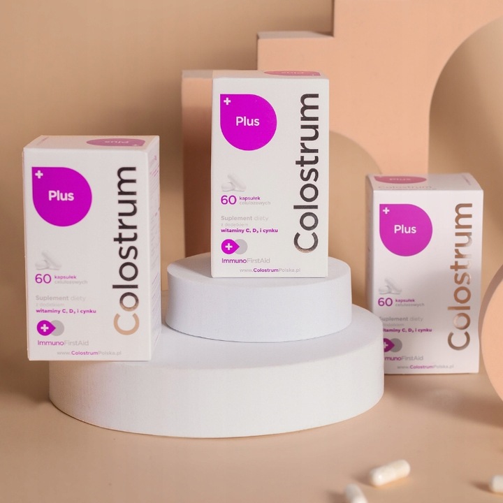 Suplement diety Colostrum PLUS witamina C, D+CYNK KAPSUŁKI 60 dni + prezent