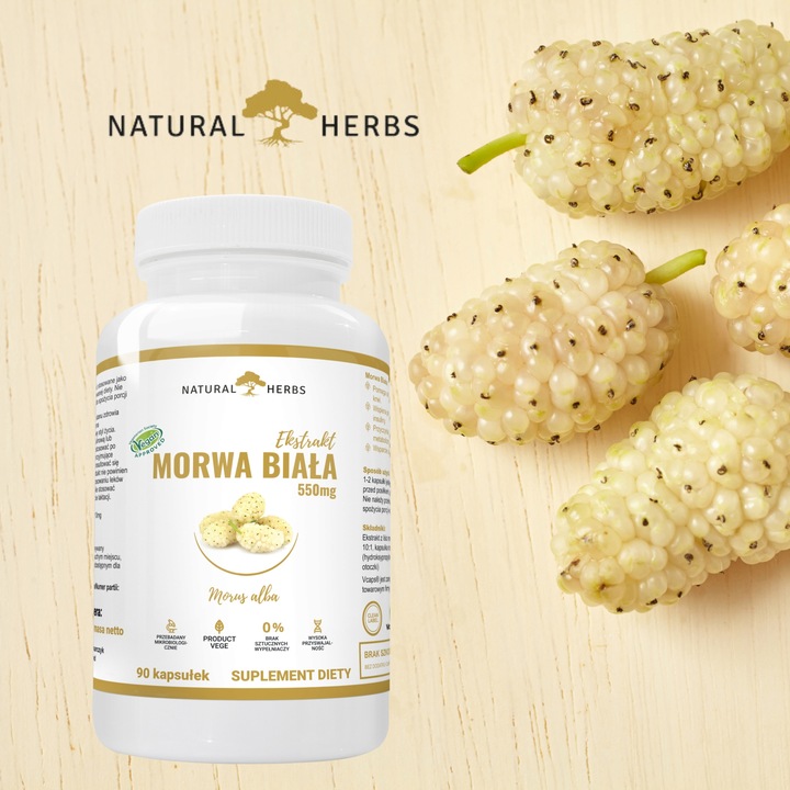 Morwa Biała Ekstrakt 550mg 10:1 Niski cukier 90kap