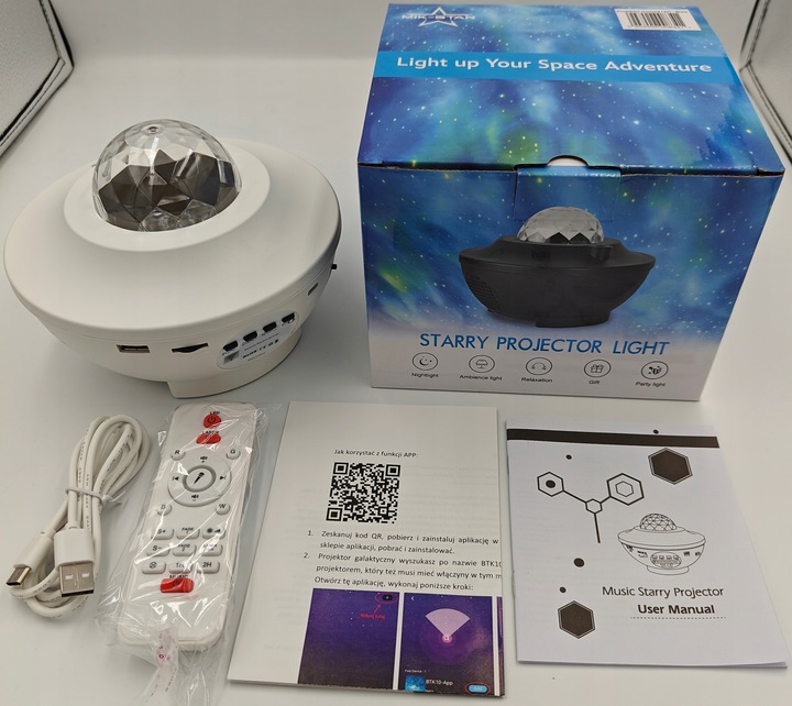 PROJEKTOR GWIAZD LAMPKA NOCNA RZUTNIK LED DO SYPIALNI DLA DZIECI NA PREZENT