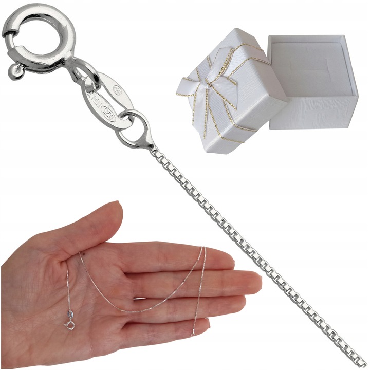 Łańcuszek DAMSKI srebrny KOSTKA cube 50cm 0.7mm SREBRO 925