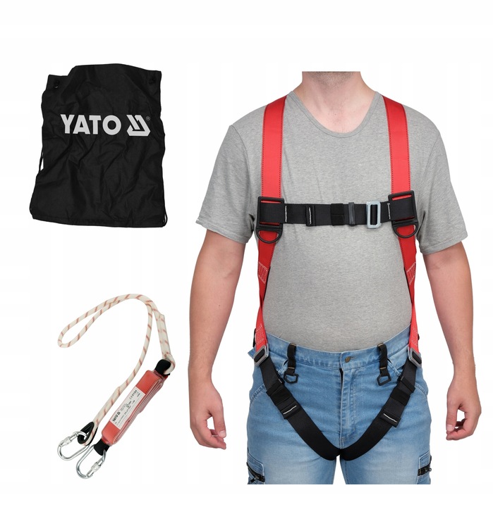 YATO SZELKI BEZPIECZEŃSTWA Z AMORTYZATOREM KARABINKI BHP REGULOWANE ZESTAW