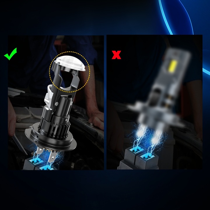 ŻARÓWKI LED H7 RETRIFY S&D PROJECTOR 100% IDEALNE ODCIĘCIE SOCZEWKA FISHEYE