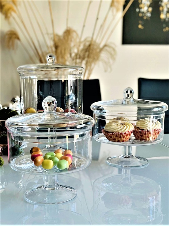 Bomboniera szklana pojemnik bombonierka h21 d21