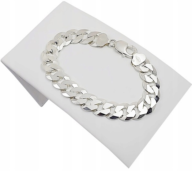 Srebrna Bransoletka Męska Pancerka 1,20 cm Diamentowana 925 Grawer Gratis