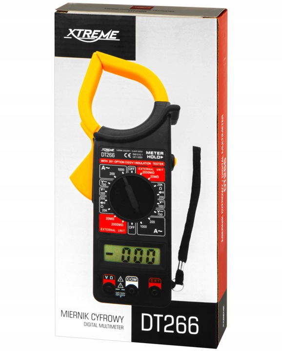 MULTIMETR MIERNIK CĘGOWY CYFROWY PRĄDU PRZEWODY POMIAROWE ETUI 6F22ND LCD