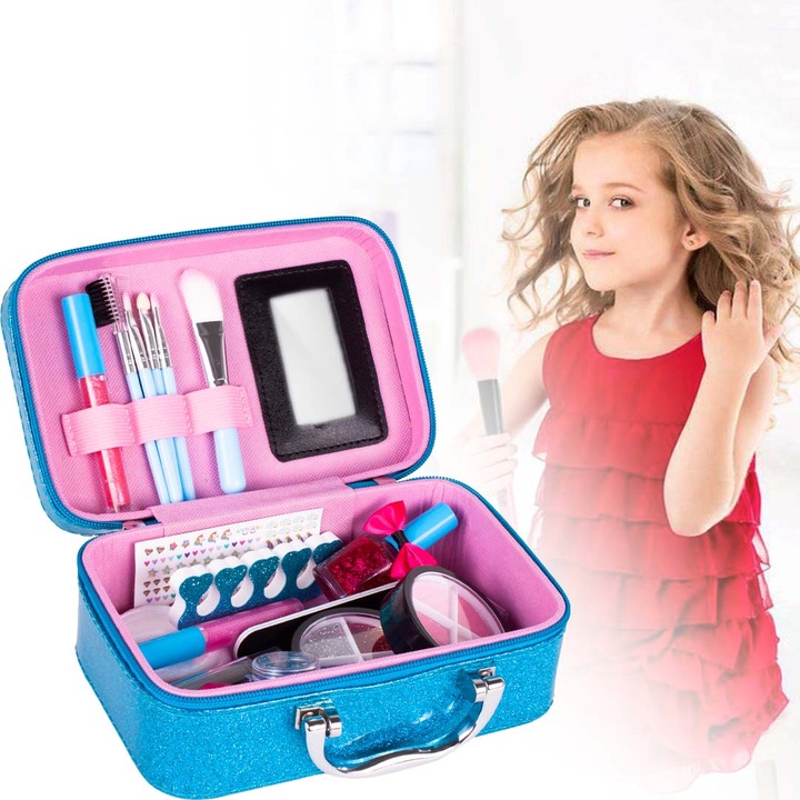 KUFEREK KOSMETYKÓW ZESTAW DO MAKIJAŻU I PAZNOKCI ŚNIEŻYNKA DLA DZIECI