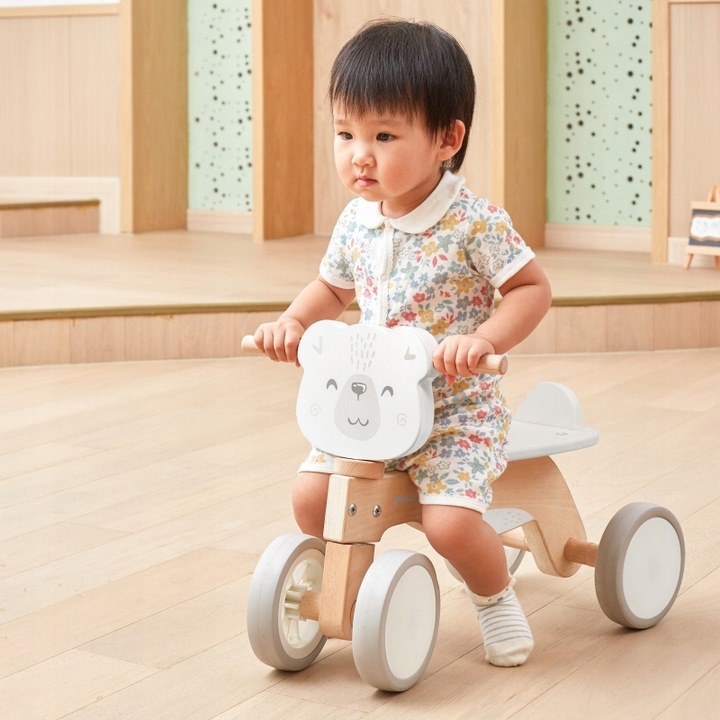 VIGA DREWNIANY JEŹDZIK MIŚ miękkie koła NAUKA JAZDY jakość SOLIDNY lekki