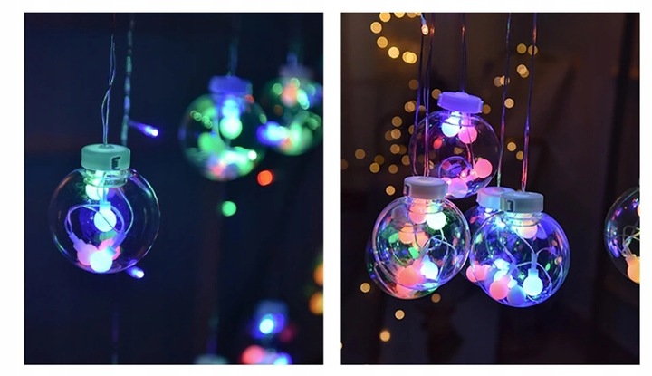 Kurtyna świetlna girlanda lampki świąteczne kule bombki led sople 1005