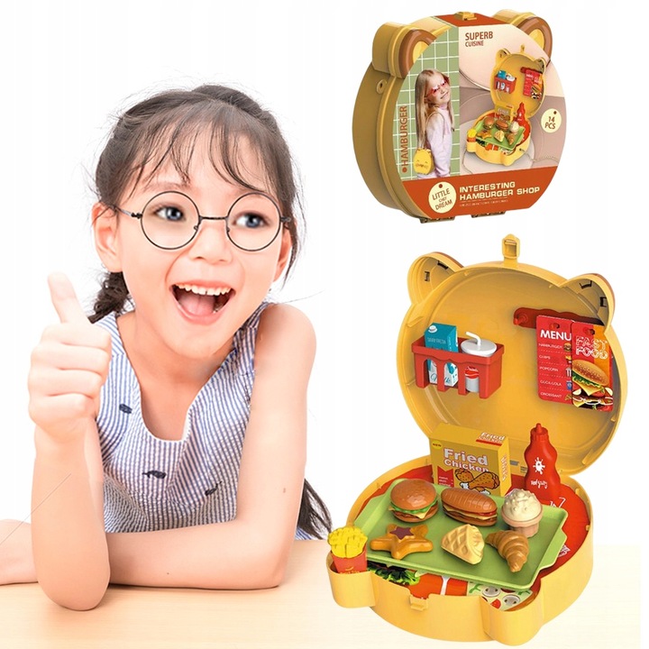 AKCESORIA KUCHENNE FAST FOOD PRZENOŚNY ZABAWA W RESTAURACJĘ DLA DZIECI