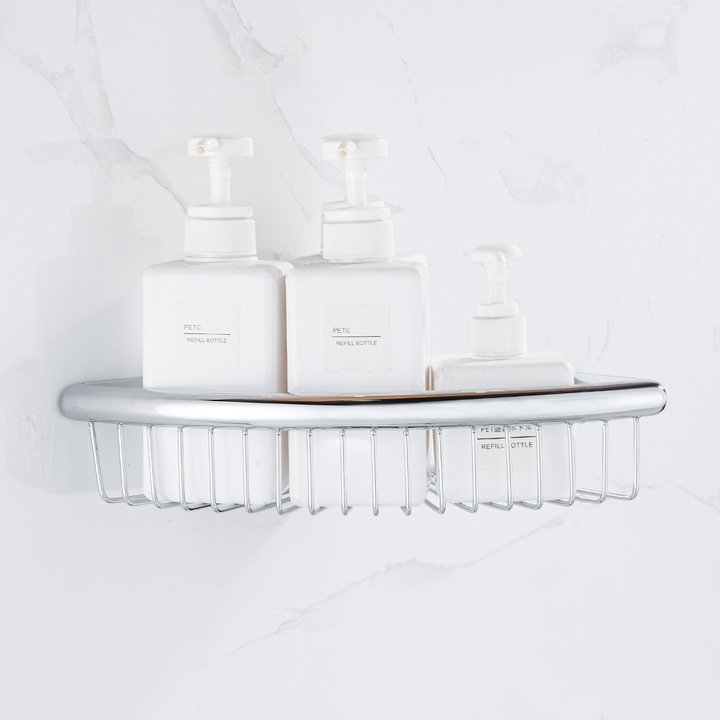 Koszyk półka narożna łazienkowa chrom pod prysznic