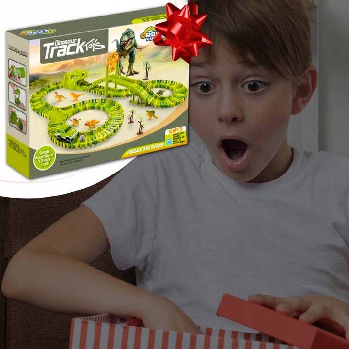 MEGA TOR WYŚCIGOWY DINO PARK DINOZAURÓW 169 EL DINOZAURY SAMOCHODZIK TOR