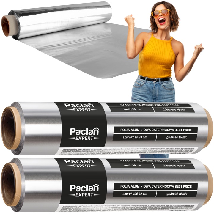 FOLIA ALUMINIOWA PACLAN - 60 m - GASTRONOMICZNA Mocna Gruba 2 sztuki