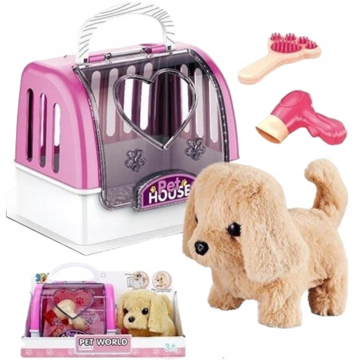 PIESEK INTERAKTYWNY W DOMKU Z DŹWIĘKIEM CHODZI I SZCZEKA + AKCESORIA