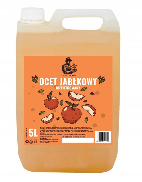 Ocet jabłkowy Samo dobro 5000 ml 100% NATURY NIEPASTERYZOWANY Żywy