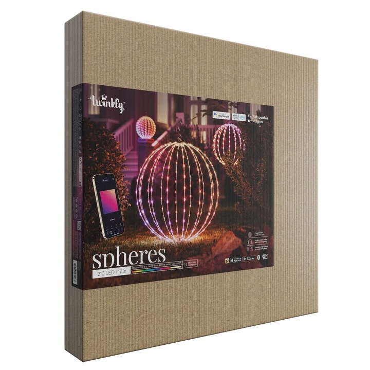 Ozdobna kula z diodami Twinkly 3D Sphere, 43cm, 210 LED, RGB+W, IP44