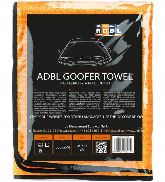 ADBL Goofer Towel Mikrofibra Waflowa Do Czyszczenia Szyb W Aucie 35x35 cm