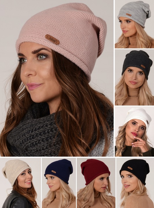 Modna Lekka Damska Czapka Krasnal J4 Pudrowy Róż dziana zimowa jesienna j4