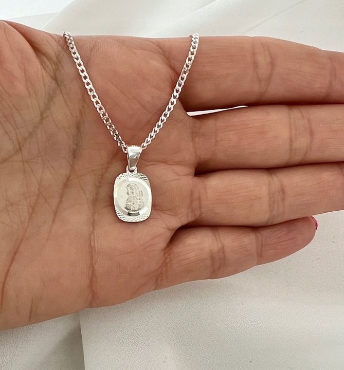 SREBRNY ŁAŃCUSZEK Z MEDALIKIEM MATKA BOSKA srebro 925