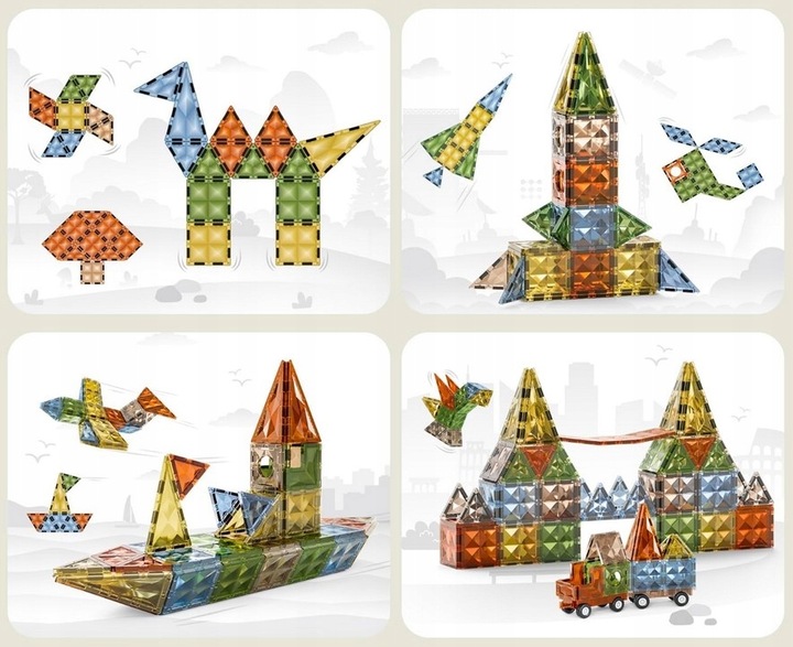 Klocki magnetyczne konstrukcyjne MEGA ZESTAW 100 el. DUŻE Magnetic Blocks