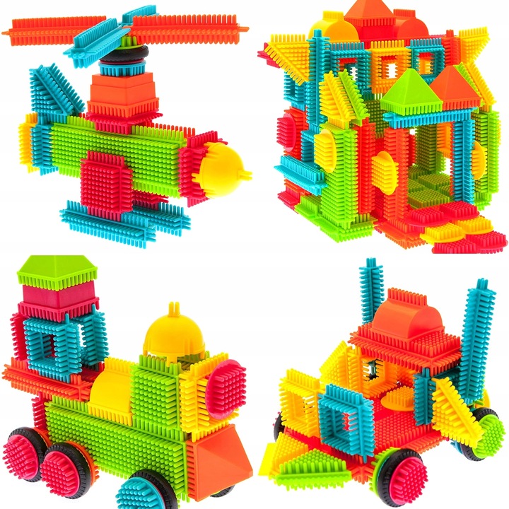 KLOCKI KONSTRUKCYJNE WAFLE JEŻYKI KOLOROWE MOCNE DLA DZIECI WIADERKO XXL