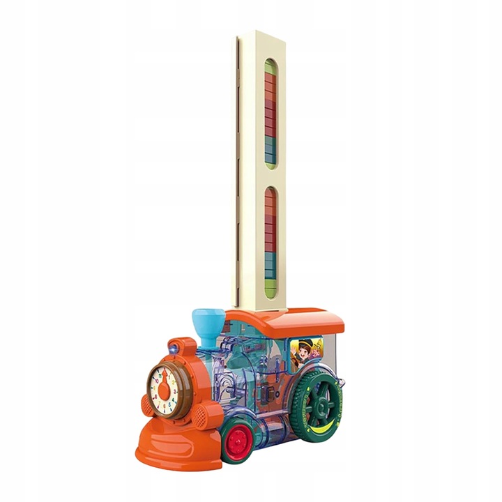 INTERAKTYWNA KOLOROWA CIUCHCIA POCIĄG UKŁADA DOMINO KLOCKI POCIĄG WOOPIE