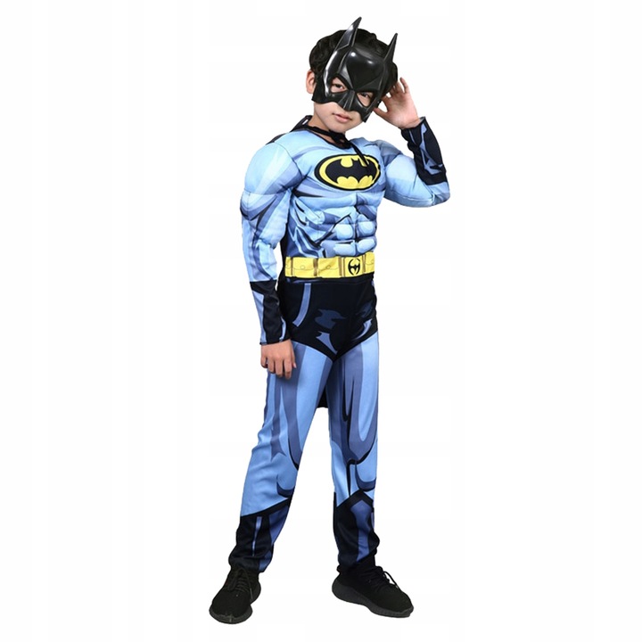 STRÓJ PRZEBRANIE BATMAN MASKA LED SUPERBOHATER NIETOPERZ HALLOWEEN 110 116