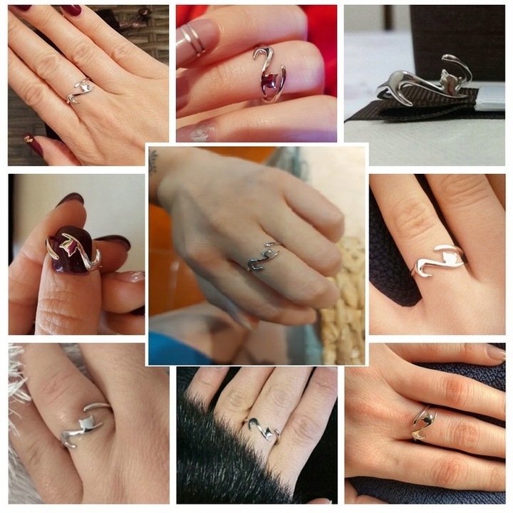 PIERŚCIONEK OTWARTY SREBRNY KOT KOTEK SREBRO 925