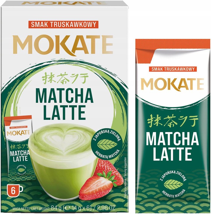 Matcha Latte Truskawkowa Japońska Zielona Herbata Instant 5 szt. MOKATE
