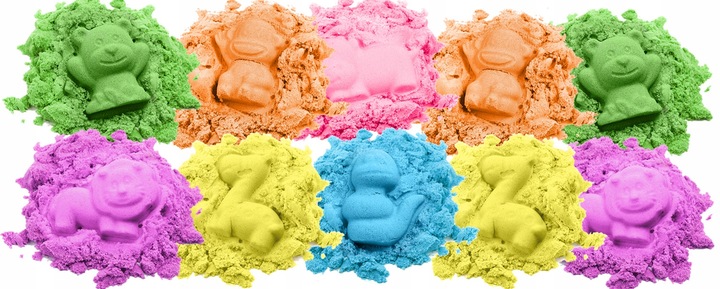 Piasek kinetyczny 3kg ZESTAW NAJWIĘKSZY 115 ELEMENTÓW kolorowy pompka basen